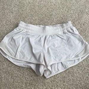 White lululemon hotty hot shorts
